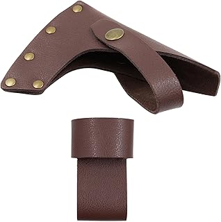 GIMOCOOL Wood Axe Holster with Belt Loop, Hatchet Cover Leather Adjustable Hatchet Head Sheath with Belt Holder for Hammer Axe Sickle Use Outdoor Work Camping Gift for Lumberjack Carpenters