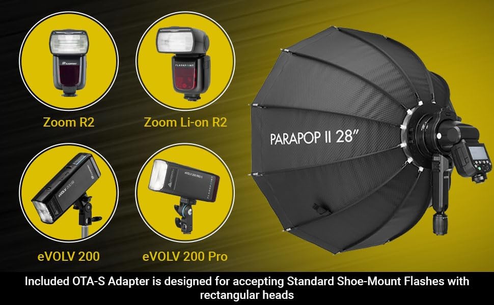 Miniatura 8 de Glow ParaPop - Caja de luz portátil de 28 pulgadas II con adaptador de montaje Bowens y juego de adaptador OTA, compatible con luces rápidas y