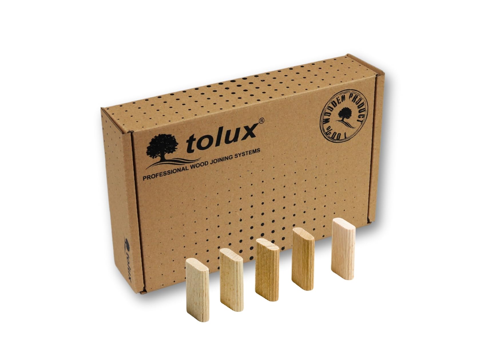 Tolux Clavijas de Madera 5x19x30 [mm] Pack de 300 piezas, Taco de madera rectangular, Juego de tacos de madera de haya Aptos para cualquier Máquina de Ensamblaje, incluyendo Festool.