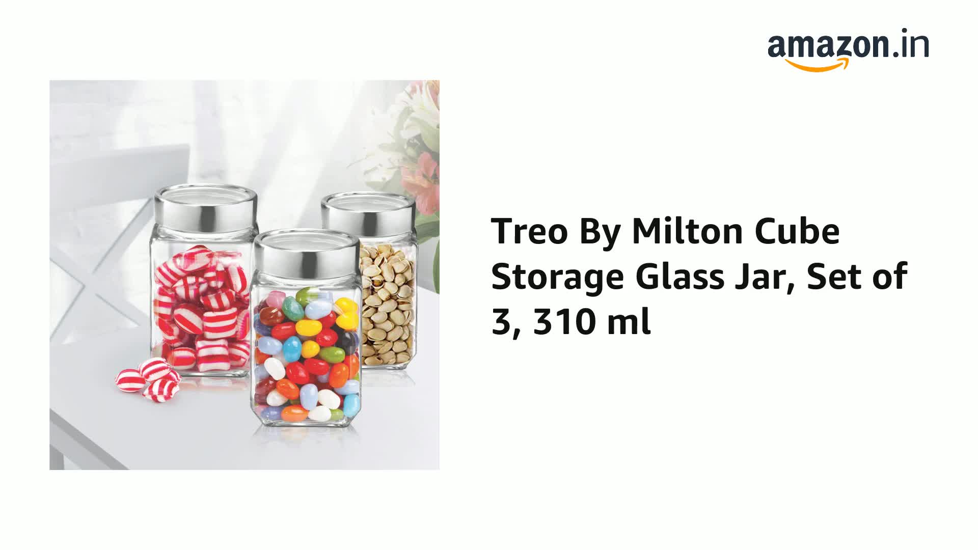 Buy Treo by Milton Cube Storage Containers, Set of 3, Glass Jar