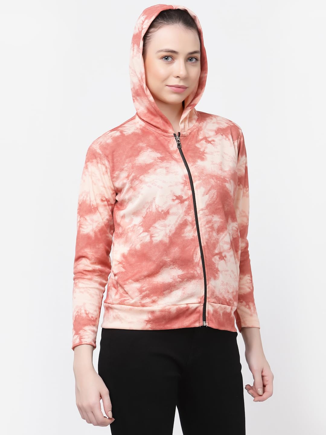 UZARUS Women's Hooded Sports Gym Training Jacket (XL, Peach) 1