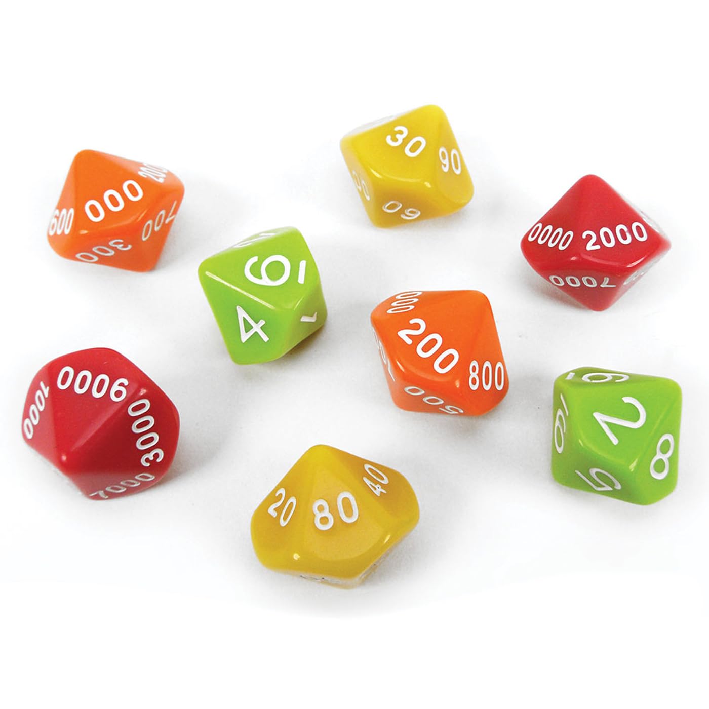 EAI Education Place Value Dice - Ones to Thousands: Set of 8