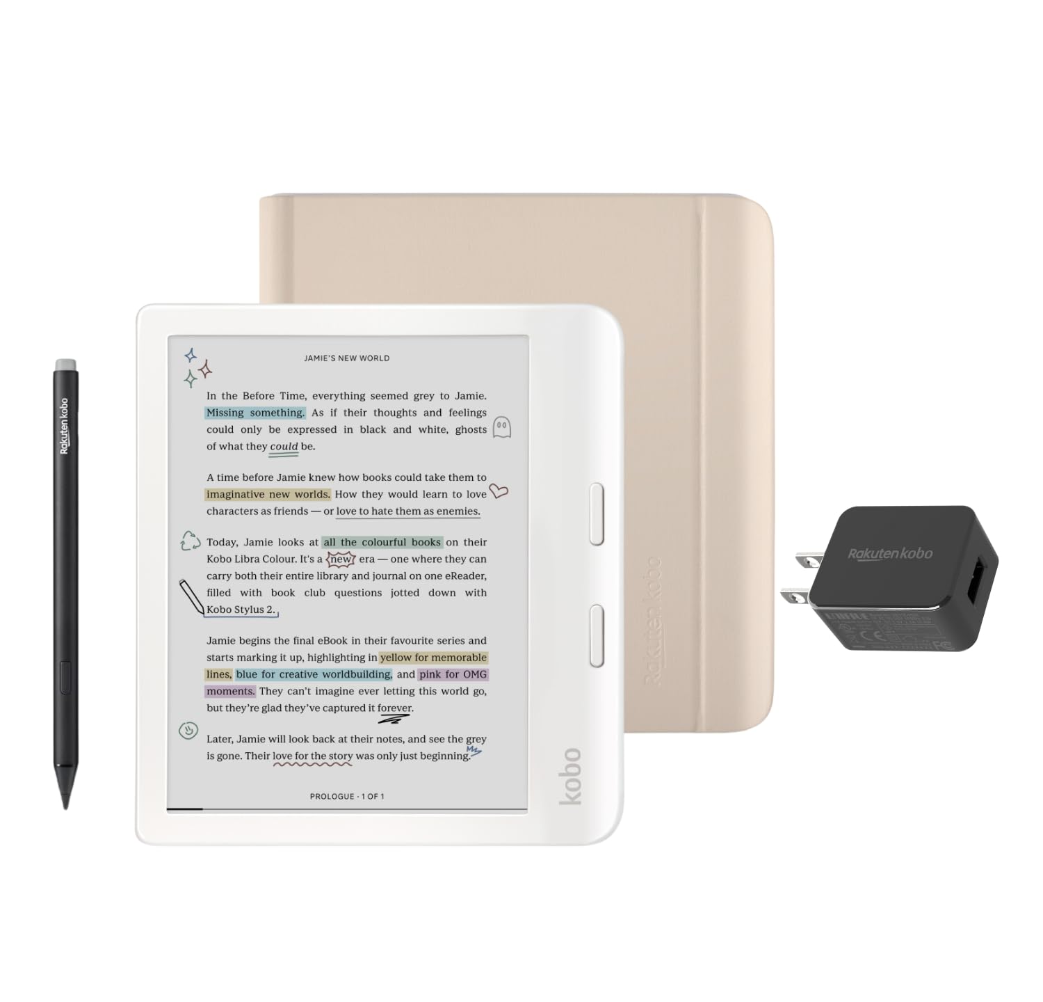 KoboLibra Colour White eReader with Case Bundle