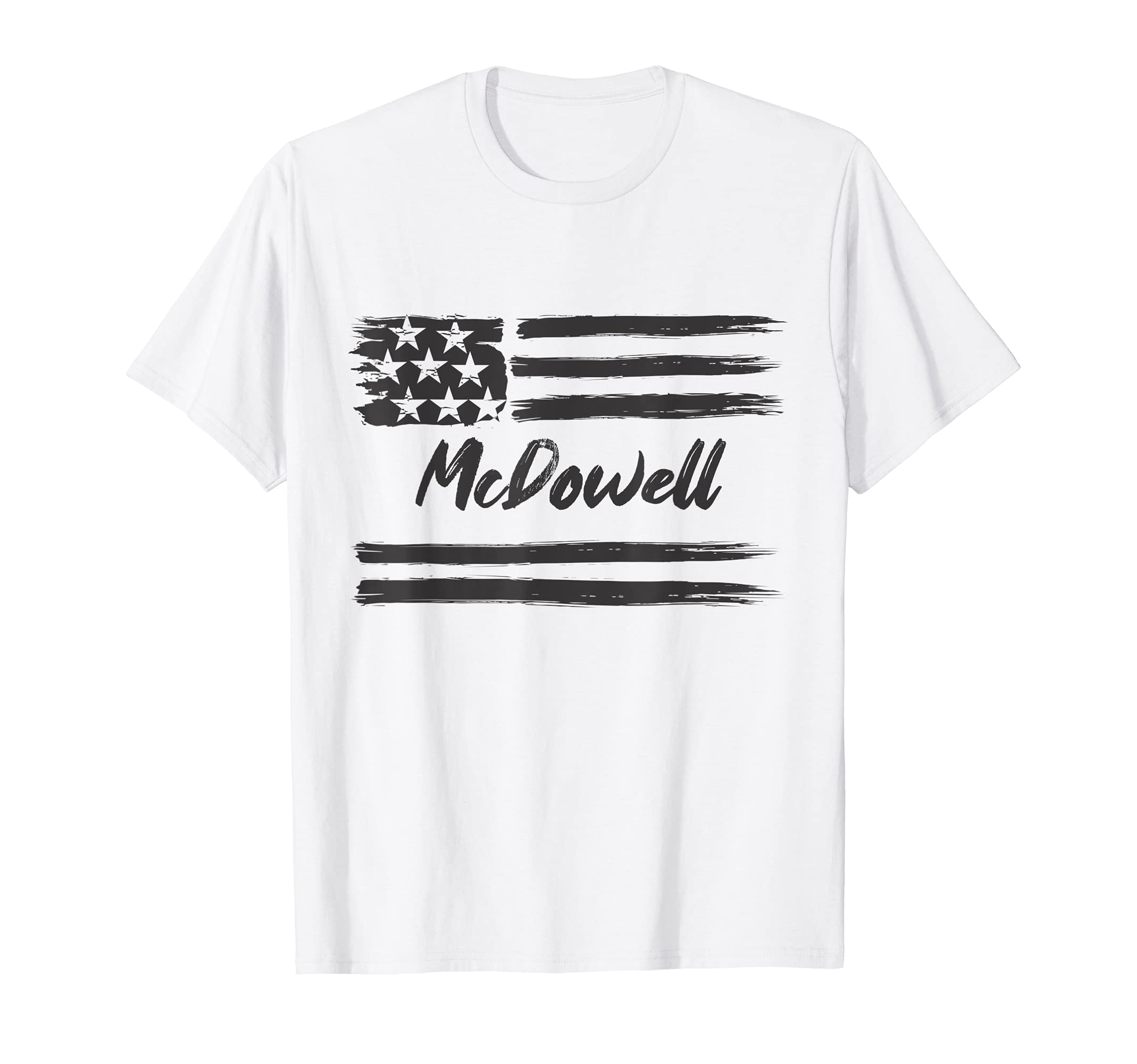 McDowell - Personalized Name, Stars and Stripes, USA Flag T-Shirt, White