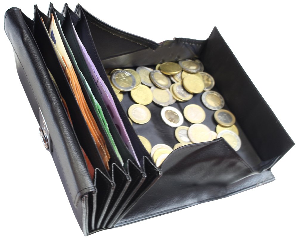 J.Jones - 2er Set Kellnerbörse/Taxibörse mit Gürteltasche-Etui | Robustes Echtleder, Portemonnaie mit Schutzhülle, Schwarz