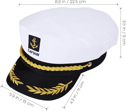 Miniatura 2 de TENDYCOCO Gorra de capitán de yate bordada de capitán marinero 8.9 x 6 x 3.5