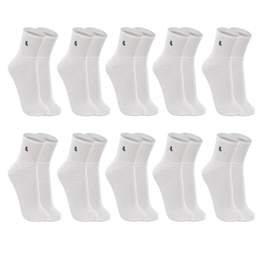 LUPO Kit 10 Pares Meia Cano Médio Masculina Feminina Adulto Academia Esportiva Sola Atoalhada Algodão Original