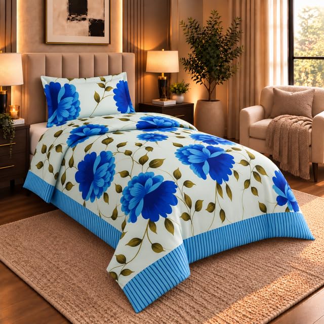 Opulent Living Single Duvet Cover Set - Fitted Sheet & Pillow Case - 3pcs