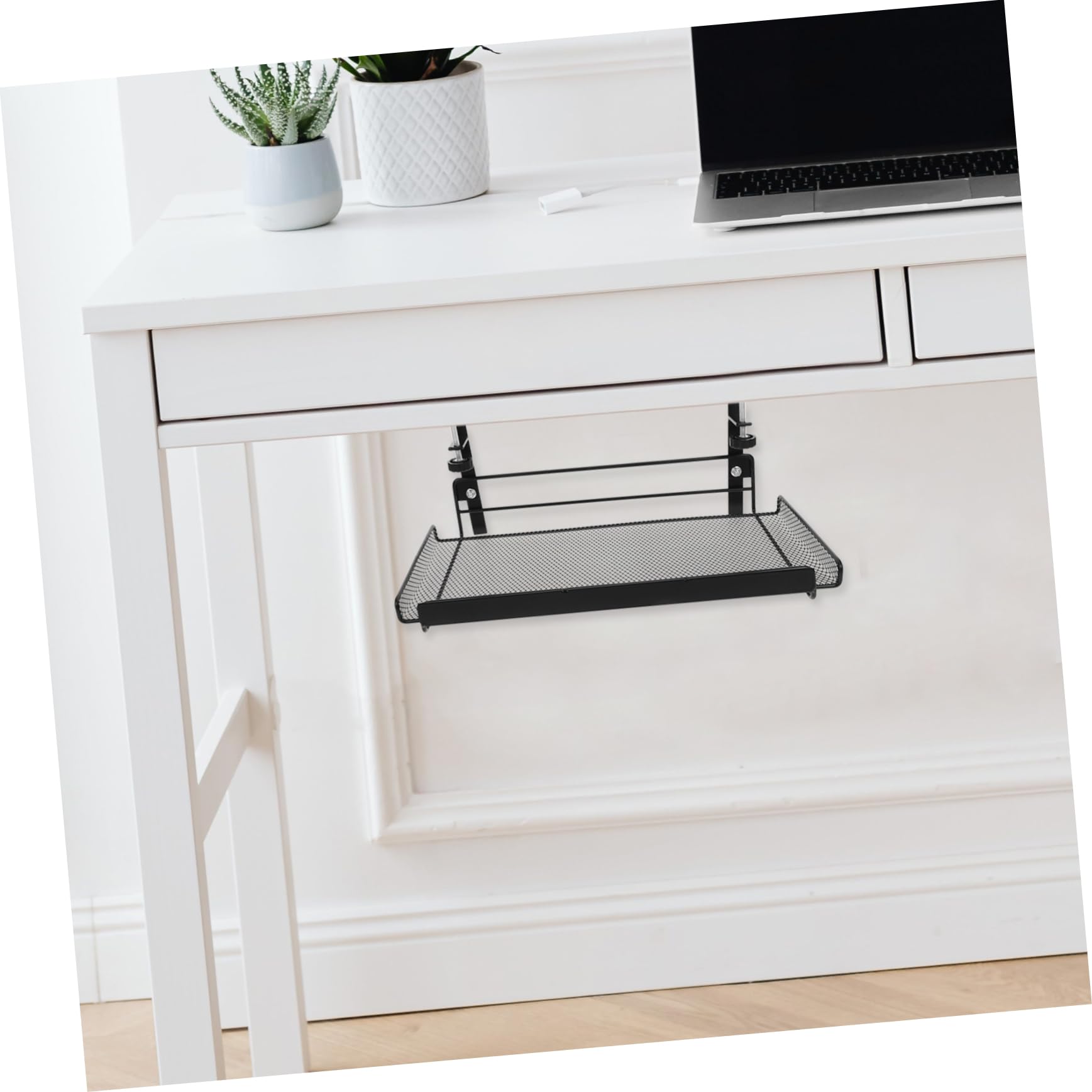 Artibetter Organizzatore da Scrivania in Ferro Nero Design Regolabile, Versatile e Facile da Installare, Cestino Portaoggetti Sotto la Scrivania per Ufficio e Camera