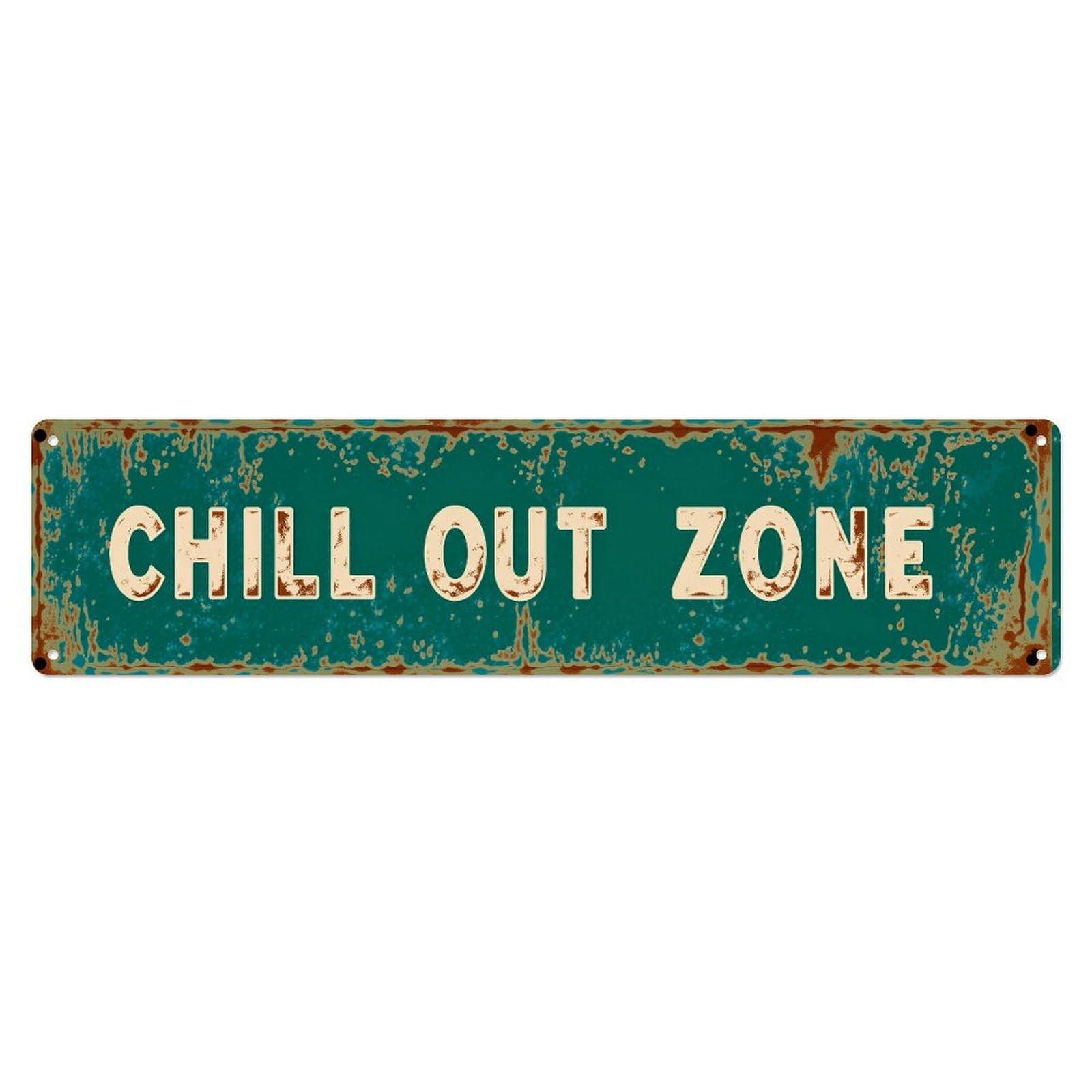 Chill Out Zone Sign Pattern Tin Sign Vintage Metal Poster Retro Bar, Home, Man Cave, Kitchen, Laundry Room Wall Art Decor Gift 4x16 Inch