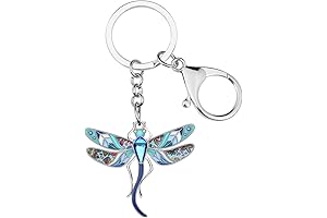 Enamel Alloy Rhinestone Floral Dragonfly Keychains for Women