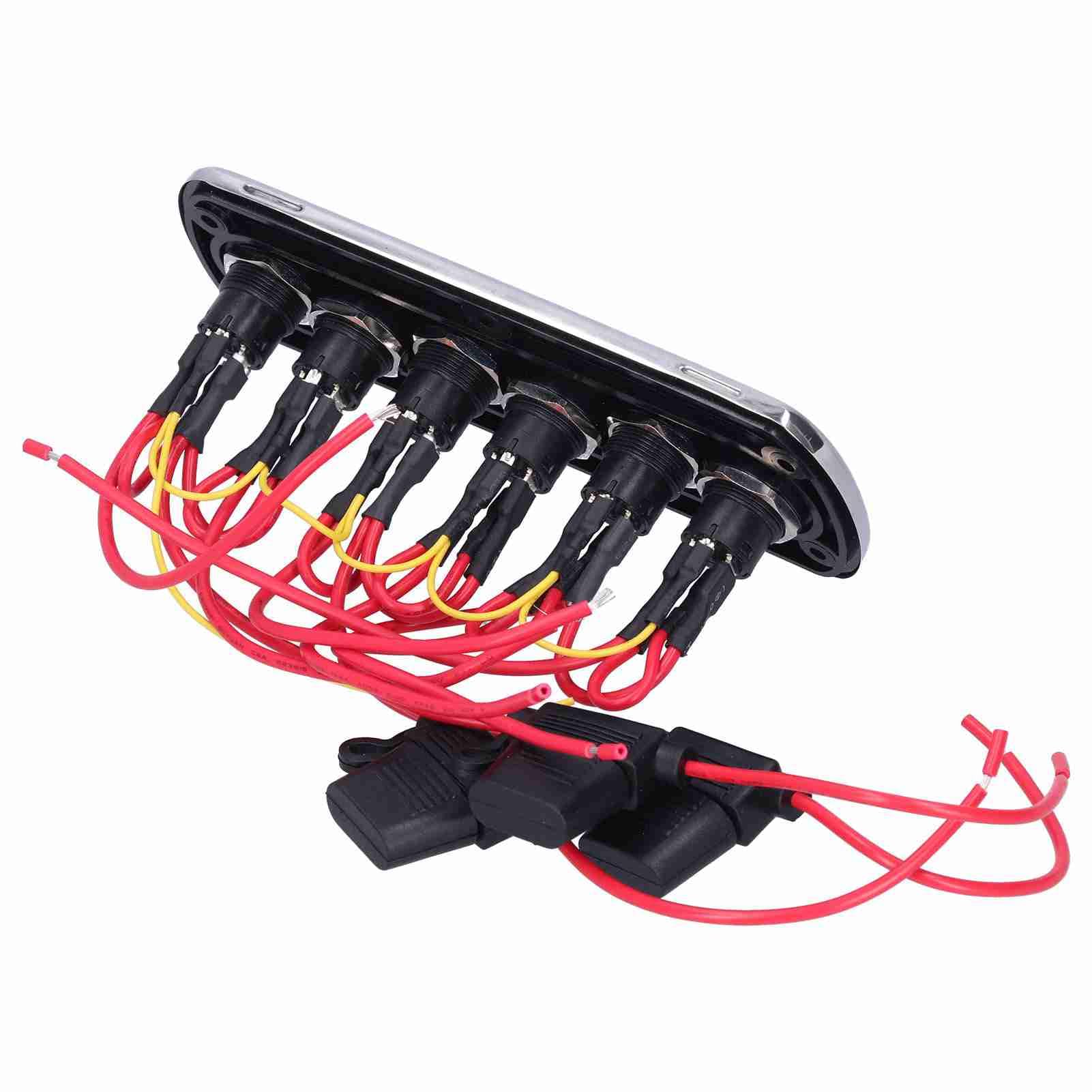 Panel de Interruptor de Fibra de Carbono de 12V 20A con Retroiluminación LED para Modificación Impermeable de Yates y Vehículos Recreativos