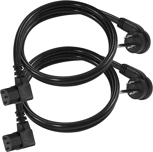 Paquete de 2 cables de alimentación de repuesto para monitor de computadora de 3 pies, enchufe plano de perfil bajo, NEMA 5-15P a cable de