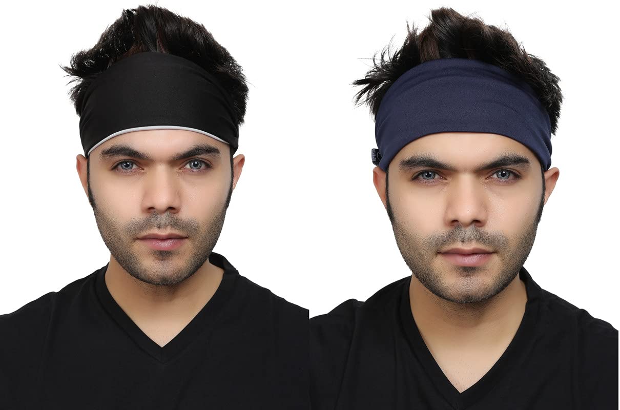 BISMAADHReversible Pure & Soft 100% Cotton - Elastic Yoga, Running Headband, Headwrap For Men & Women