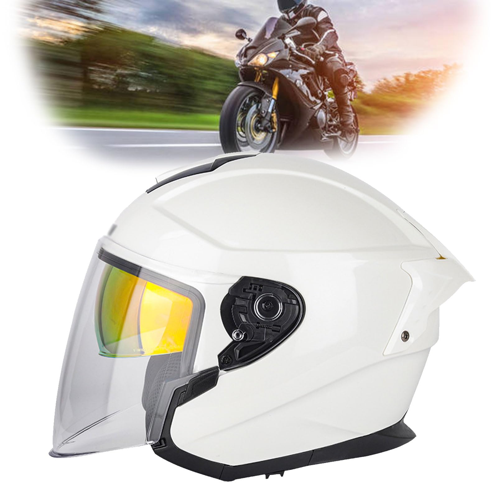Casque de moto pour hommes femmes demi coque vintage jet xl s avec visière