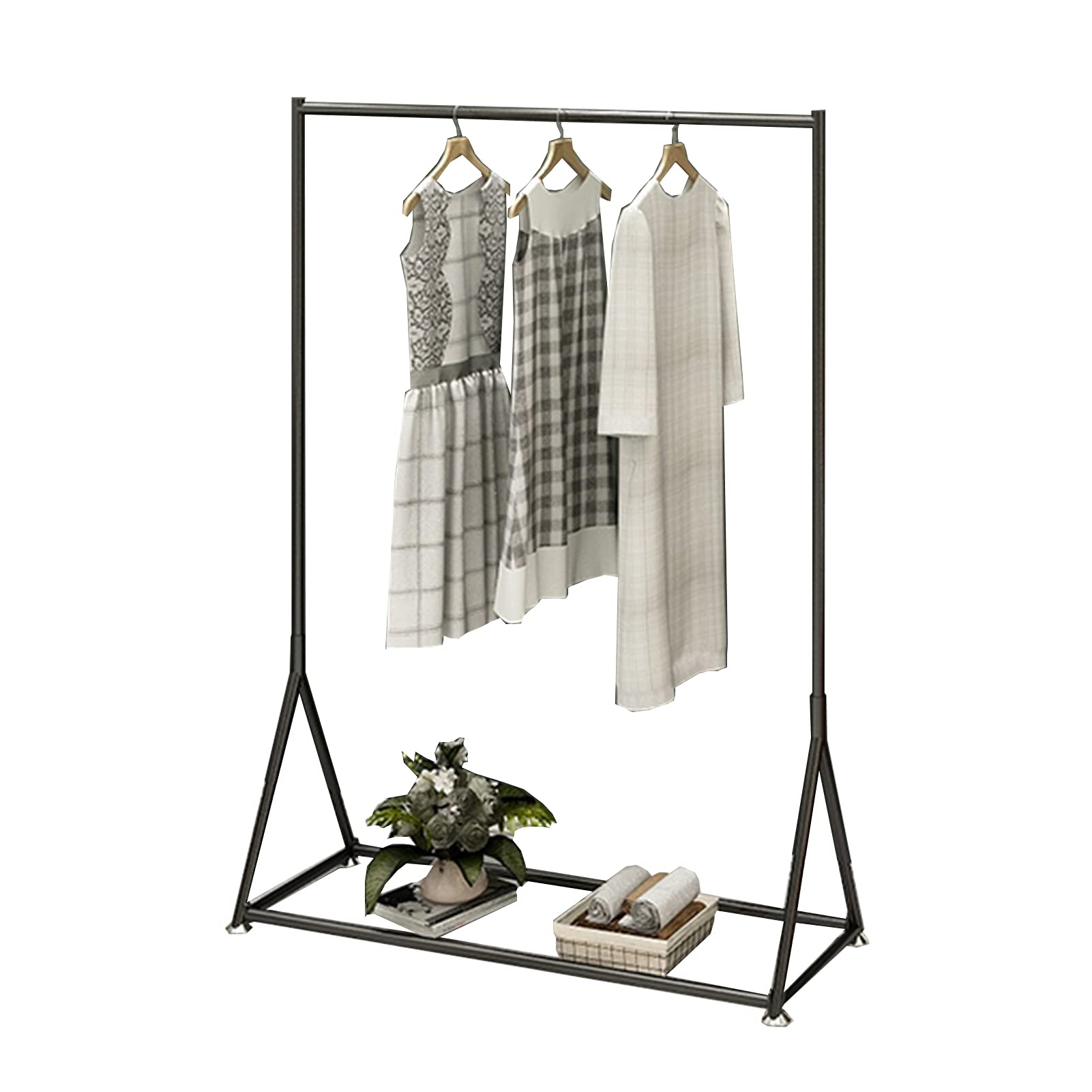 CENAP Garment Rack Metal Coat Rack Floor-Standing Clothing Rack Bedroom Large Capacity Single Rod Hanging Clothes Rack Retail Clothing Display Rack/Black/80 * 40 * 160Cm