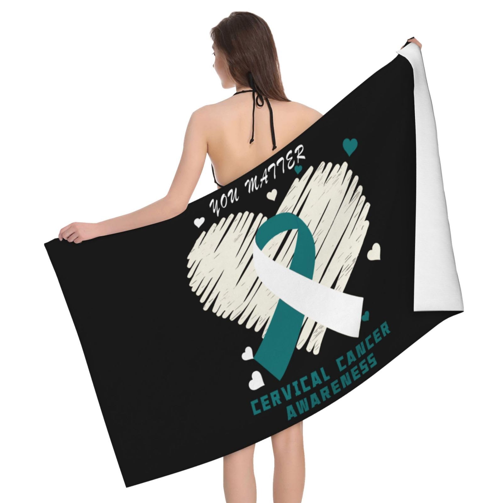 HLBSDM Microfiber Cervical Cancer Awareness Beach Towel Quick Dry Soft Sand Free Beach Towels for Pool Swim Beach Lightweight Thin Towels