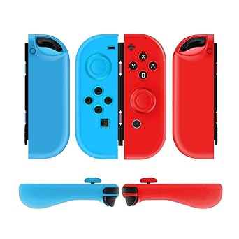 TNP Joycon Case for Nintendo Switch - Silicone Joy Con Case for Nintendo Switch & Switch OLED - Protective Switch Controller Case Cover with Thumb Grip Caps for Nintendo Switch Joycon Neon Blue+Red