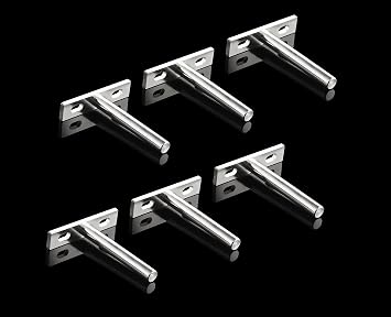 6Pcs 3 Inch Floating Shelf Bracket, Brushed Nickel