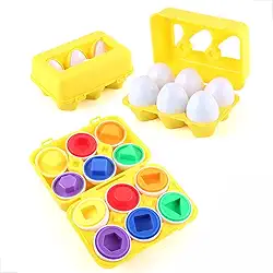 Brinquedo Educativo Montessori Infantil Caixa de Ovos Páscoa De Encaixar Formas Geométricas Cores Sensorial Cordenação Motora (Caixa de Ovos com 6 unidades)