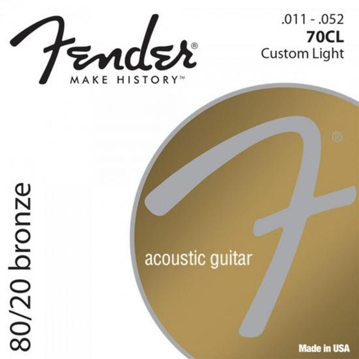 Fender 60L Acoustic Guitar 80/20 Ball End Strings, 11-50