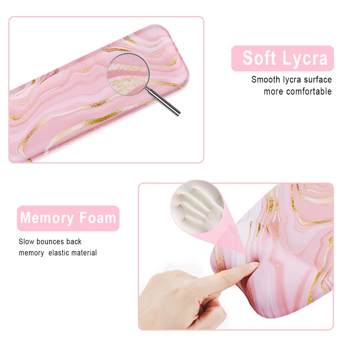 Tastatur-Handgelenkauflage, Mauspad, Handgelenkstütze für Computer-Desktop/Laptop/Notebook, Memory-Schaum-Tastatur-Pad, ergonomische Handauflage, Handgelenkkissen für Heimbüro, Gaming, Pink Fluid