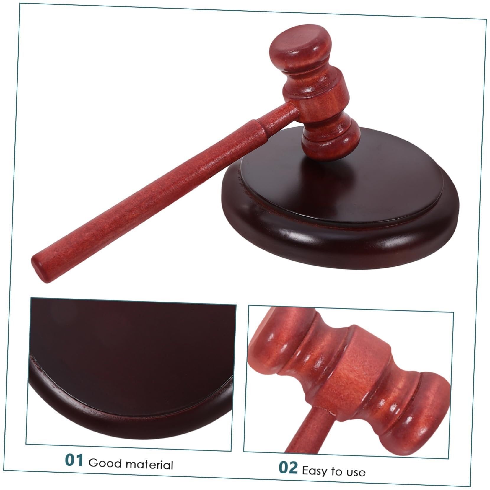 Set di martelletti for giudici in legno da 10 pollici con blocco sonoro, martello for aste con impugnatura comoda for uso portatile in tribunale dei giudici degli avvocati Martelli da carpentiere