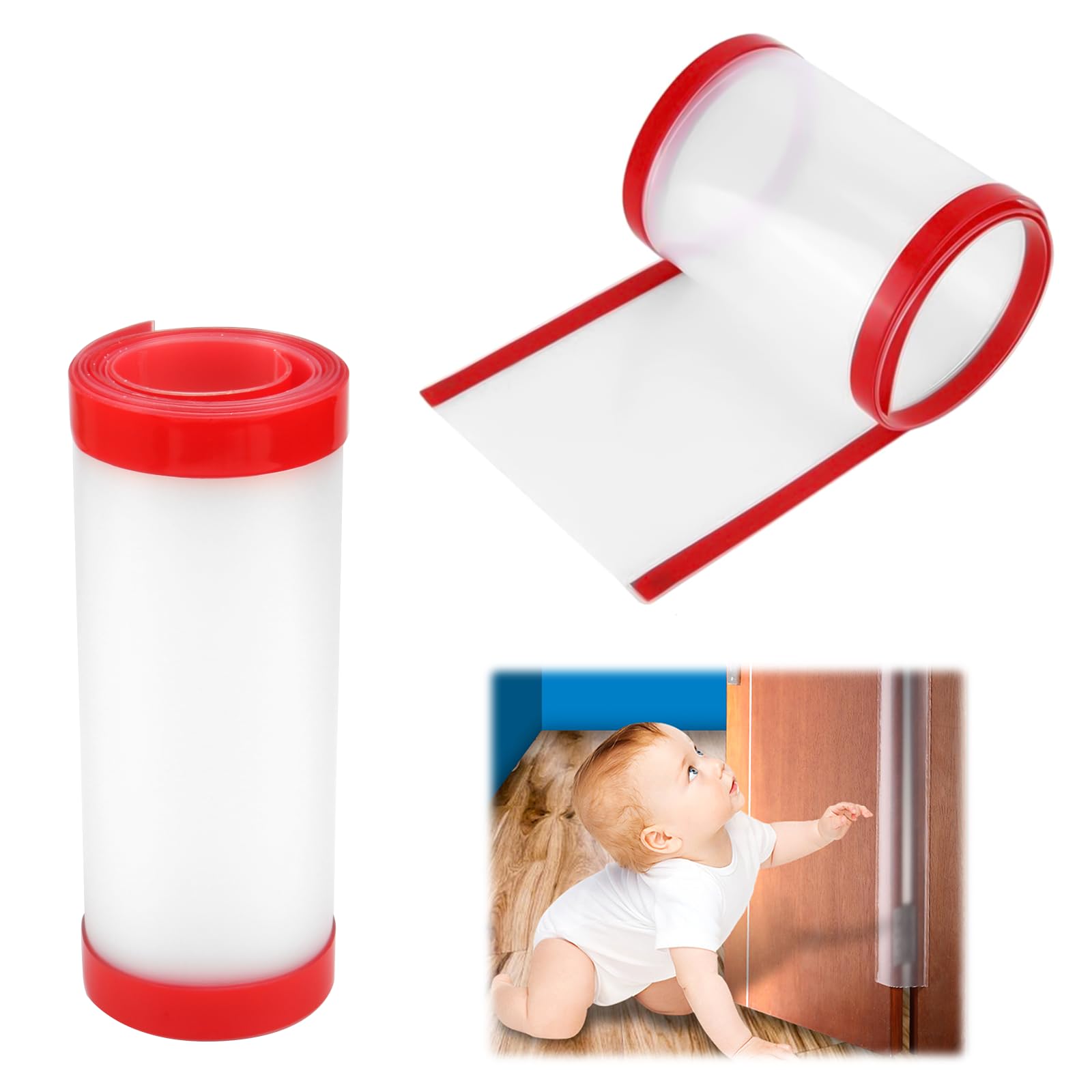 2 Stück Selbstklebend Klemmschutz, 120 x 17cm/47.2 x 6.7in Selbstklebend Türklemmschutz, Fingerklemmschutz Türen mit Transparenter,Tür Fingerschutz Finger Klemm Schutz, für Kindergarten, Klassenzimmer