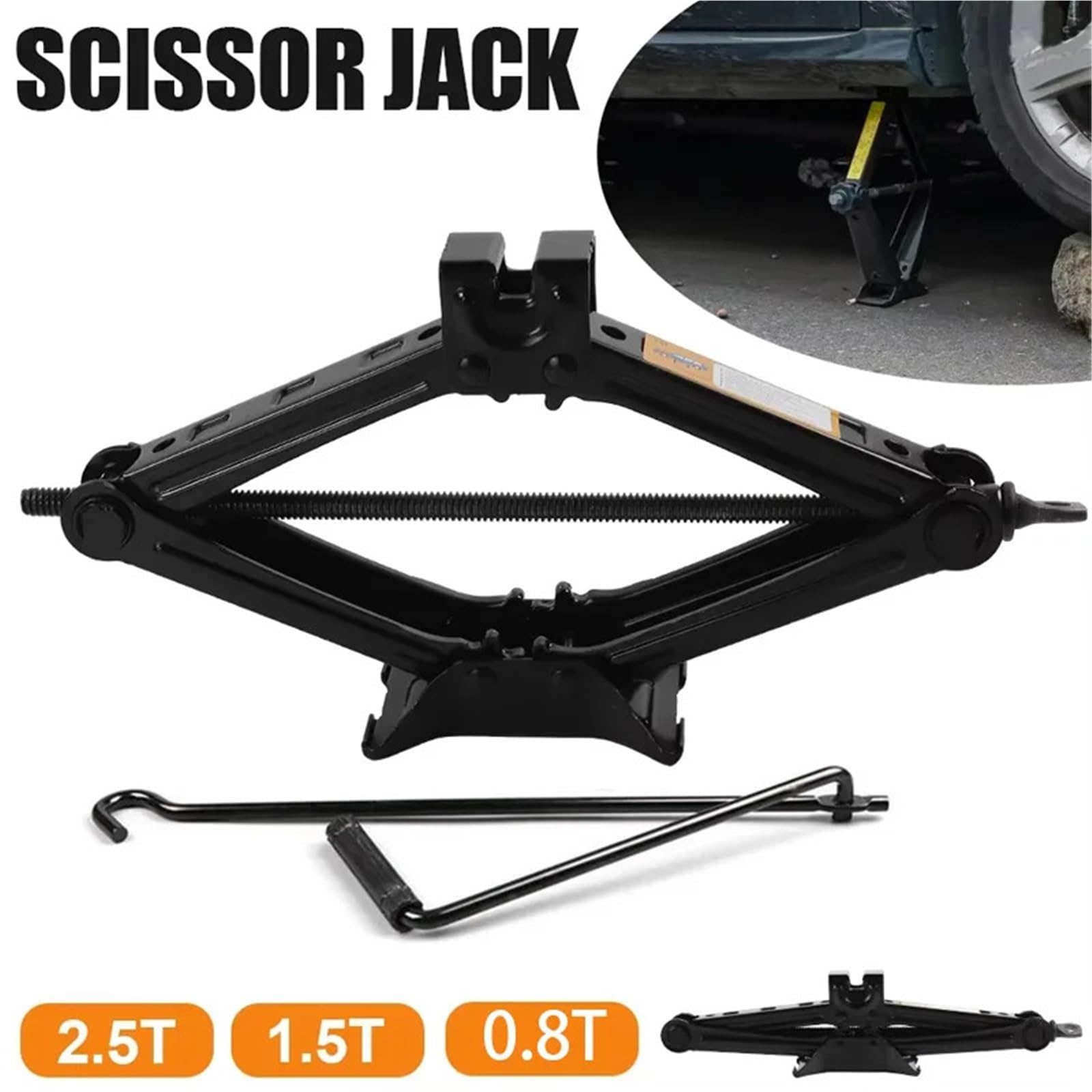 Cric A Forbice Per Auto Cric for auto multi capacità 08T 1T 2T portatile a forbice a manovella for risparmiare manodopera for il sollevamento di veicoli for la riparazione pneumatici(0.8T Car jack)