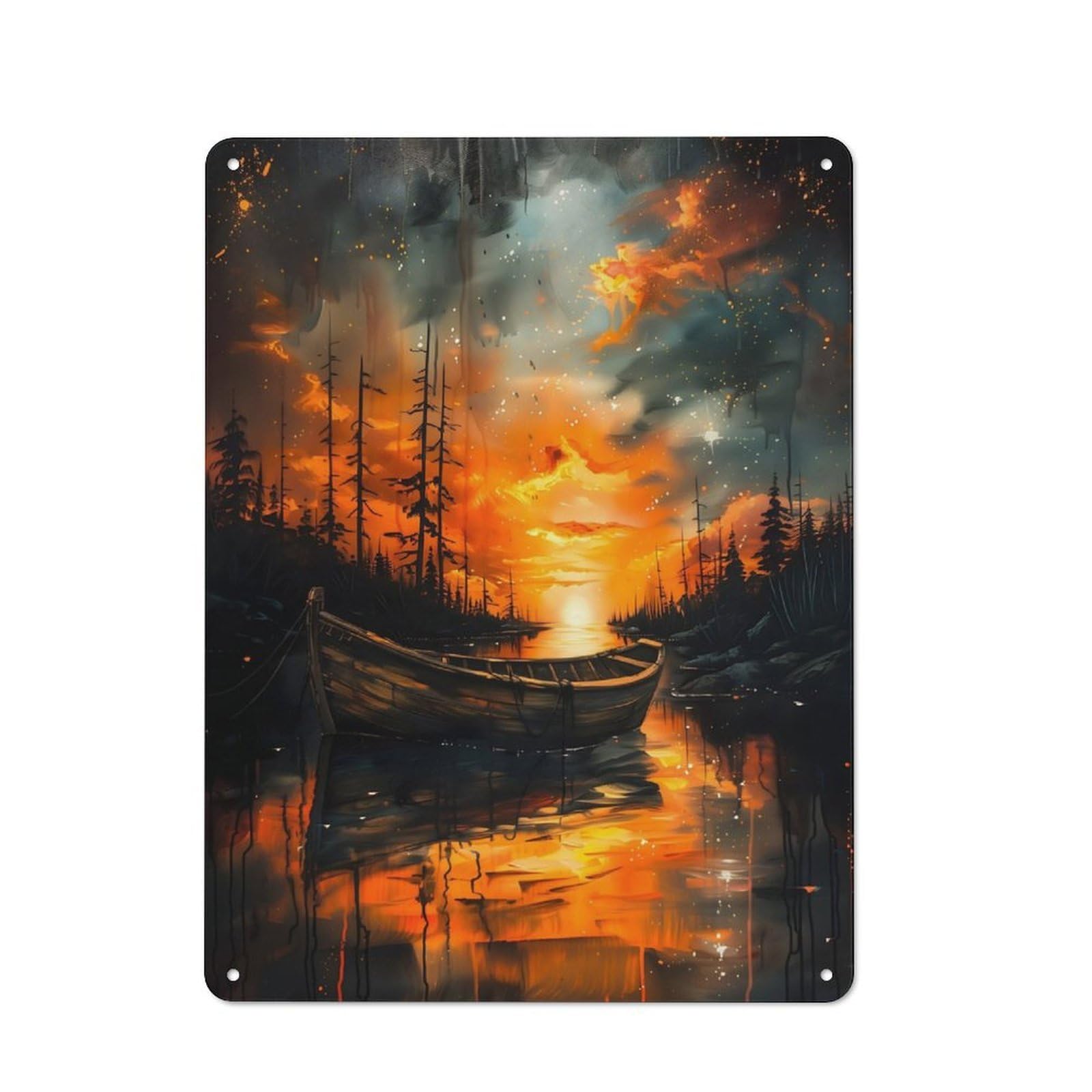 Junmoney Sunset Boat Travel Retro Printed Metal Sign 40X30cm For Kitchen Or Home Bar, For Garage, Workshop And Man Cave Decoration