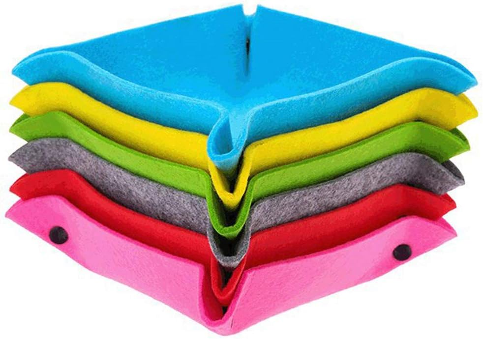 Felt Valet Tray, ORIGA Fold Felt Desktop Storage Basket Makeup Organizing Basket for Home Office Writing Desk Lovely Caddy Containers (Multi-Color,6-Pack)