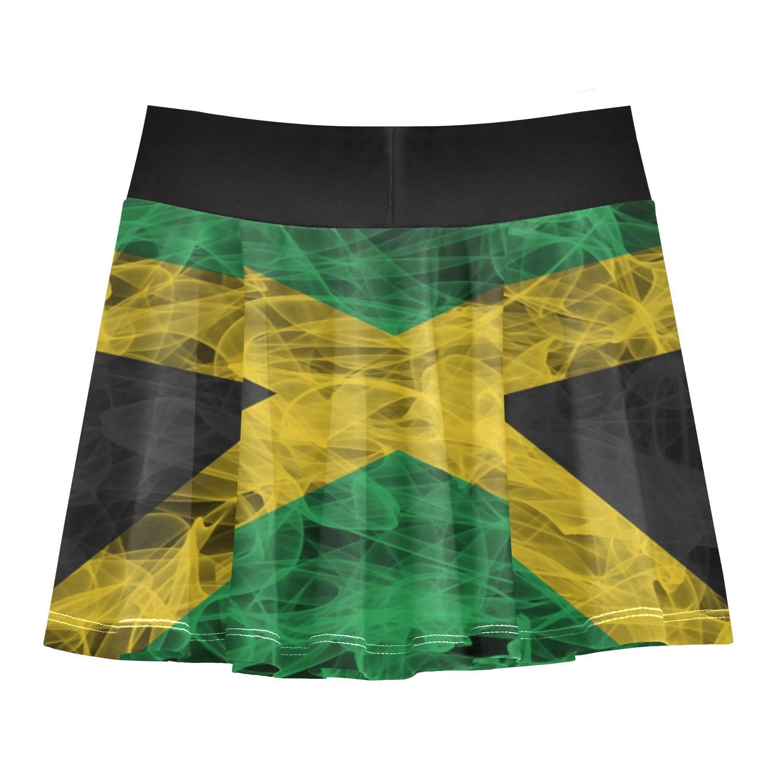 Aflyko Patriot Girls Skort Shorts Jamaica Flag Burning Teens Lightweight Summer Mini Skirt Trendy Summer Bottoms for Dance, Cheerleading, Party, Travel, 11-12T Multicoloured