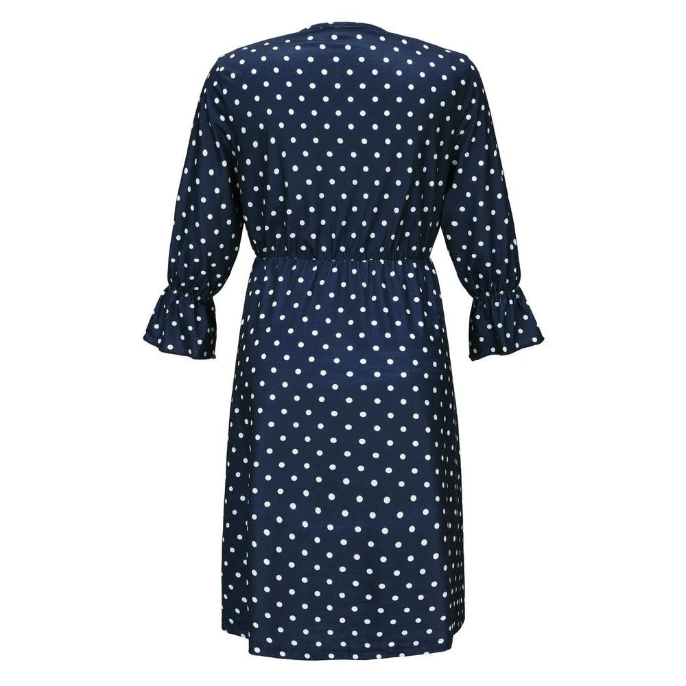 JJDFW Mode Schönes Rot Blau Polka Dot Umstandskleid Mutterschaft Kleid Schwangere Stillkleidung Stillkleider Sommer
