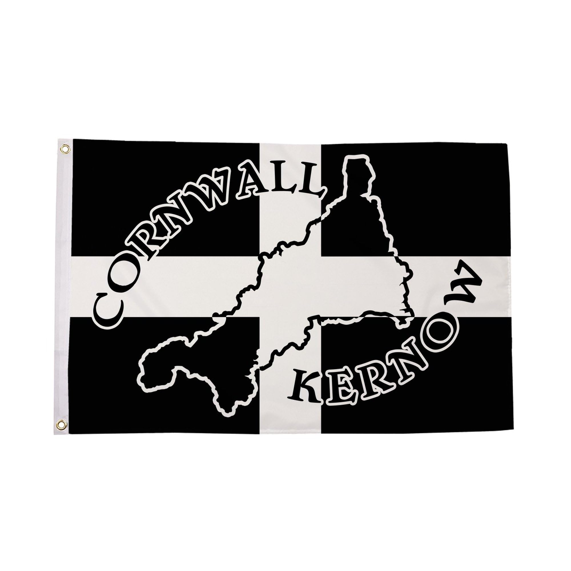 Flagtex Cornwall Kernow Silhouette Flag 5ft x 3ft (150cm x 90cm) Premium 100gsm Polyester with Double Stitched Hems - Cornish Heritage Flag, Kernow Regional Banner, Cornwall Pride Garden Display