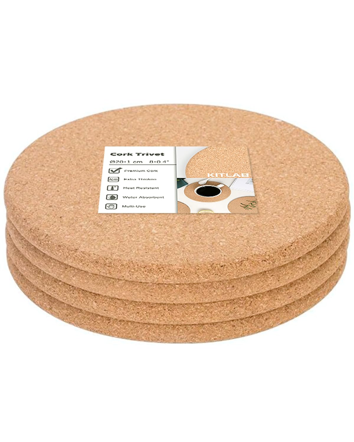 cork trivet 4 pack high density thick cork trivets for hot dishes 8 inch heat resistant large coaster for kitchen hot pads for table amp countertop