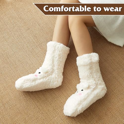 Image of Evankin Fuzzy Socks for Women Slipper Socks Fluffy Cute Animal Indoor | Fuzzy Socks for Women Slipper Socks,Fluffy Cute Animal Indoor Non-slip Slipper ,Mid-calf-socks Comfy Winter Gifts