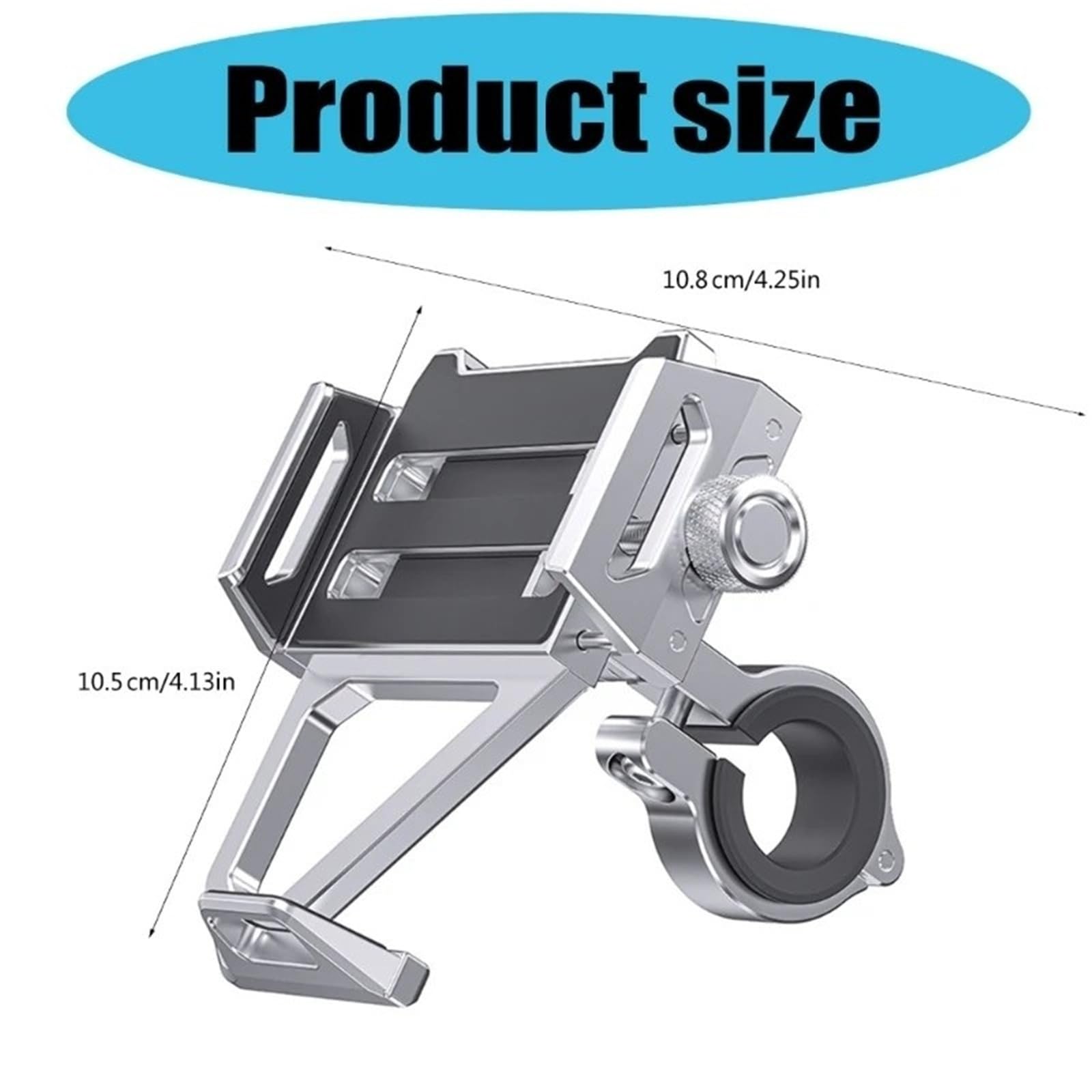Supporto Per Manubrio Per Telefono Installazione Rapida Antiurto Porta Cellulare Moto(Gray)