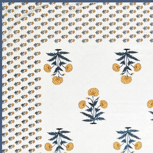 Image of BLOCKS OF INDIA 100% Cotton Dohar King Size Reversible Hand Block Printed Malmal Summer Dohar /Blanket (Color 46)