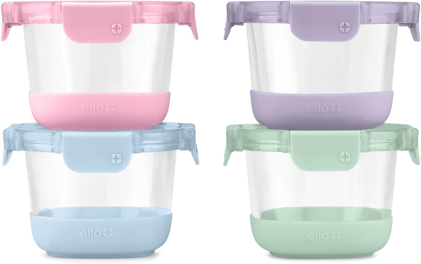Ello Duraglass Refresh 2 Cup Glass Storage Containers, 8 Pack, Dusk Delight