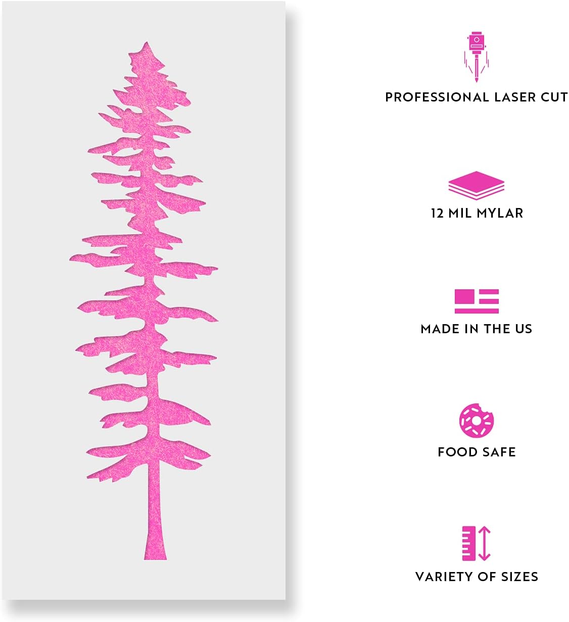 Tall Fir Tree Stencil - Nature & Winter Designs, Perfect for Craft Projects