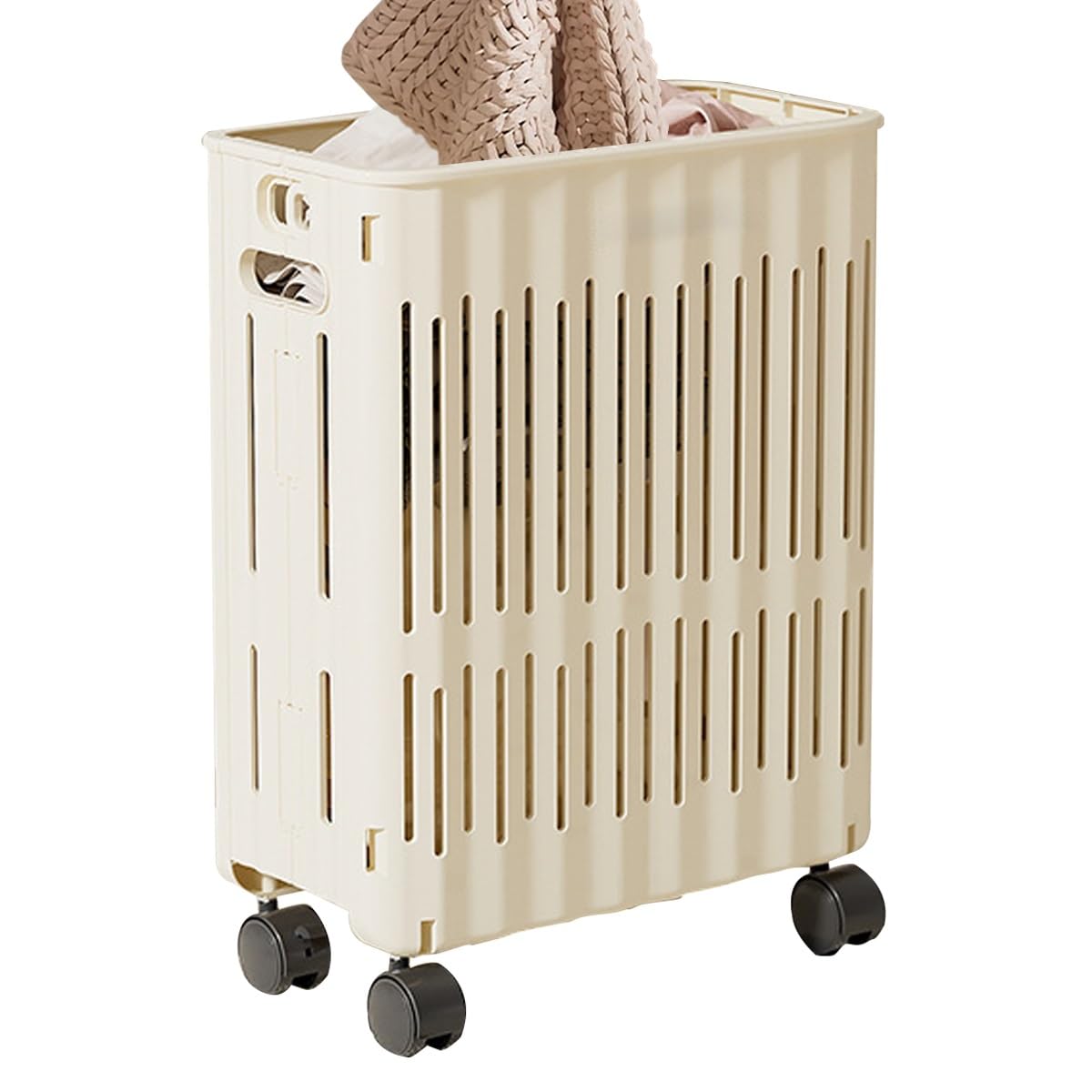 Folding Laundry Basket Household Storage,Foldable Movable Collapsible with Universal Wheels Rolling Dirty