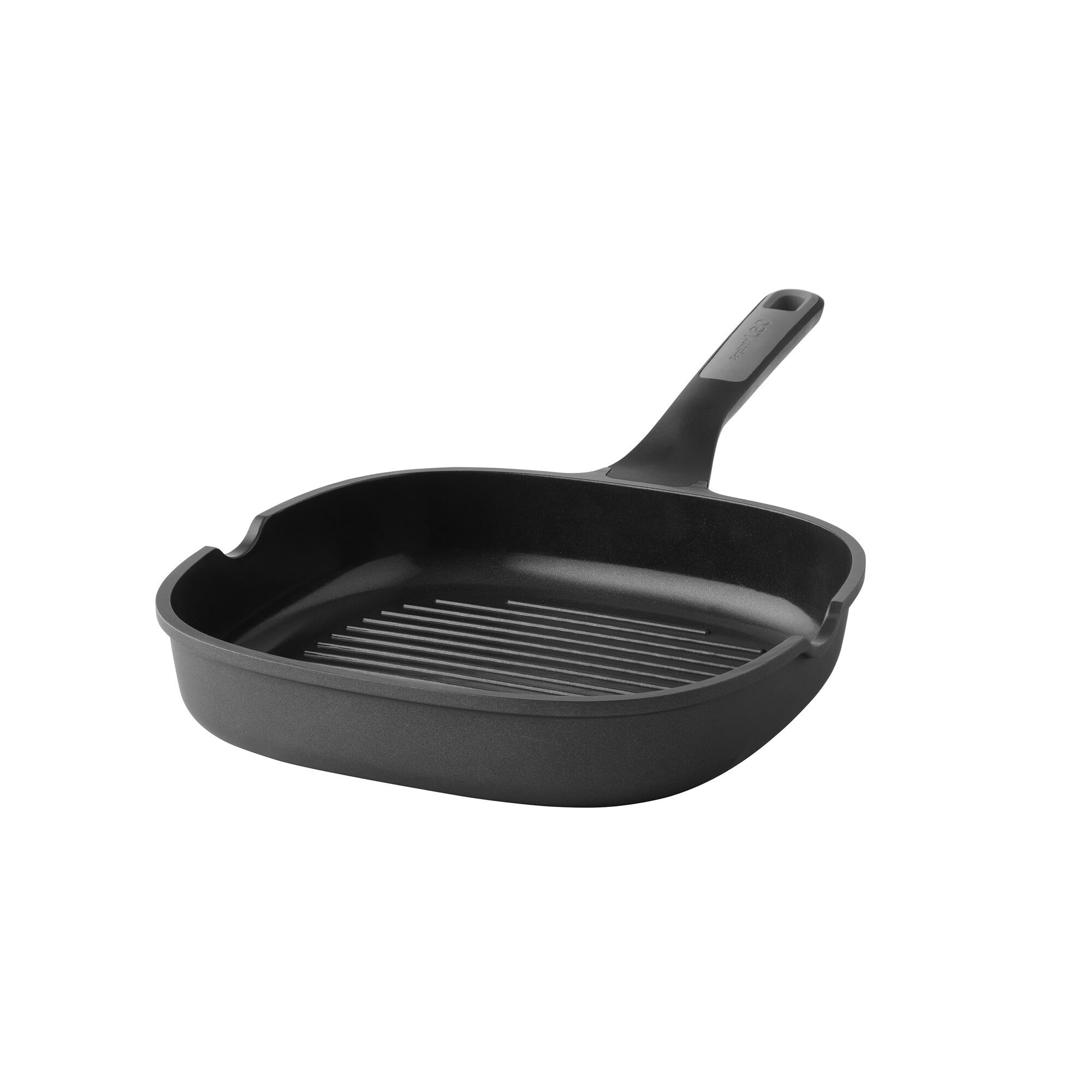 Berghoff Leo Stone+ Non-stick Ceramic Grill Pan 10.5in, Recycled Aluminum, CeraGreen, Non-Toxic Coating, Stay-cool Handle, Induction Pan