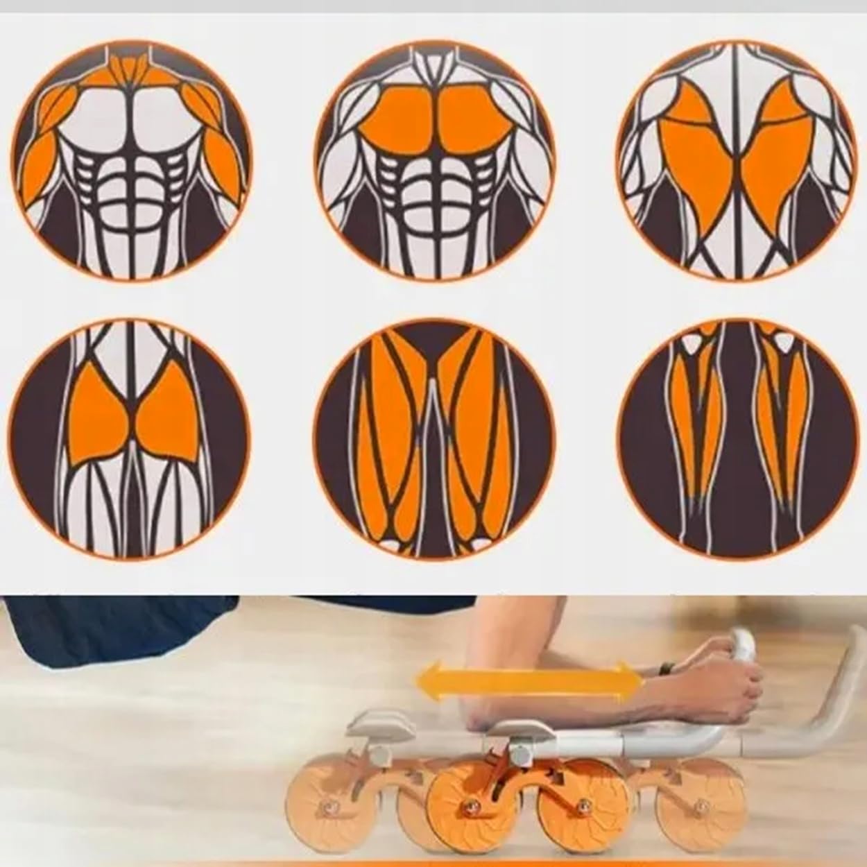 RUEDA DE EJERCICIO ABDOMINAL RODILLO con soporte para brazos Mango automático