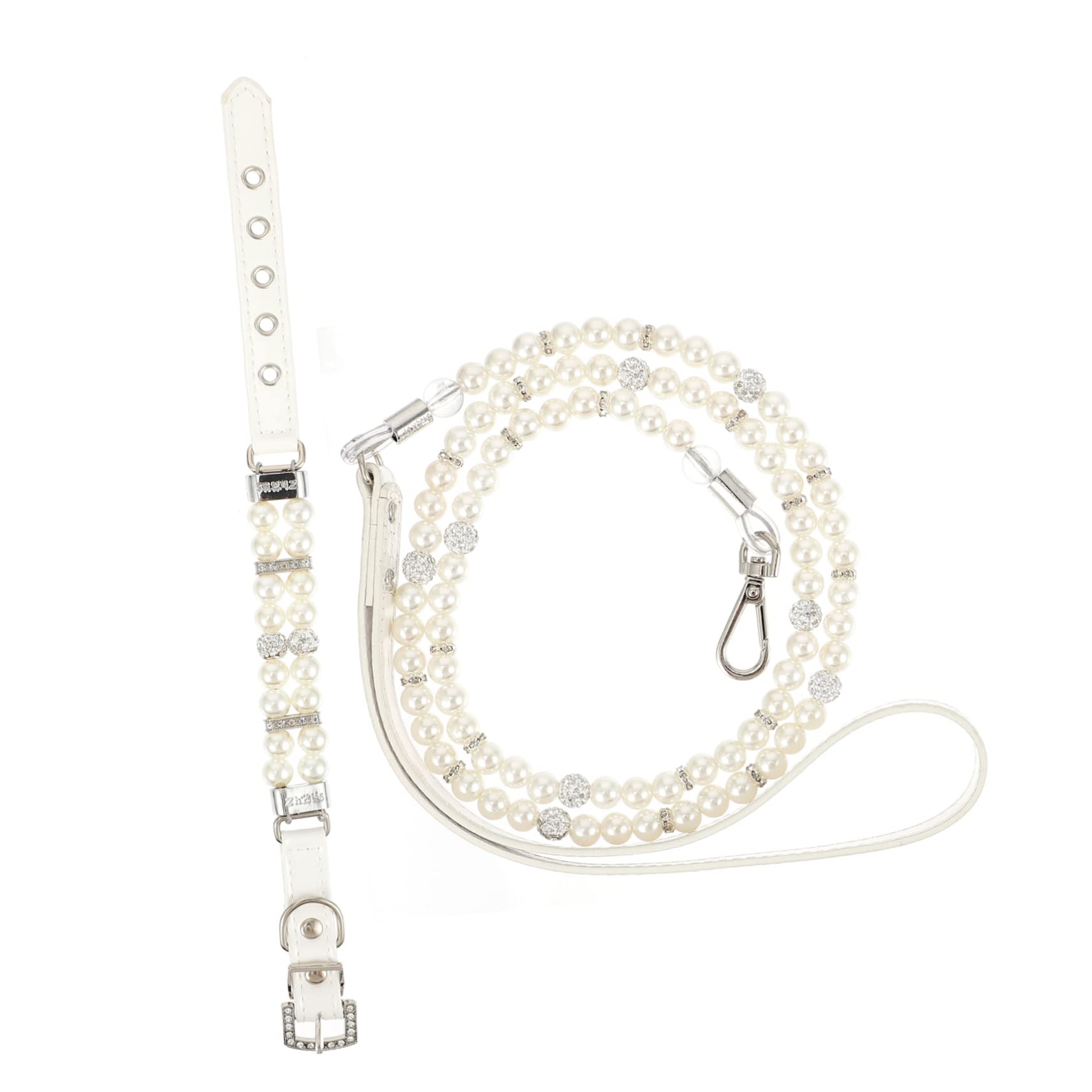 Collier pour chiot anti-fugue réglable simili cuir perles pour marche sûre