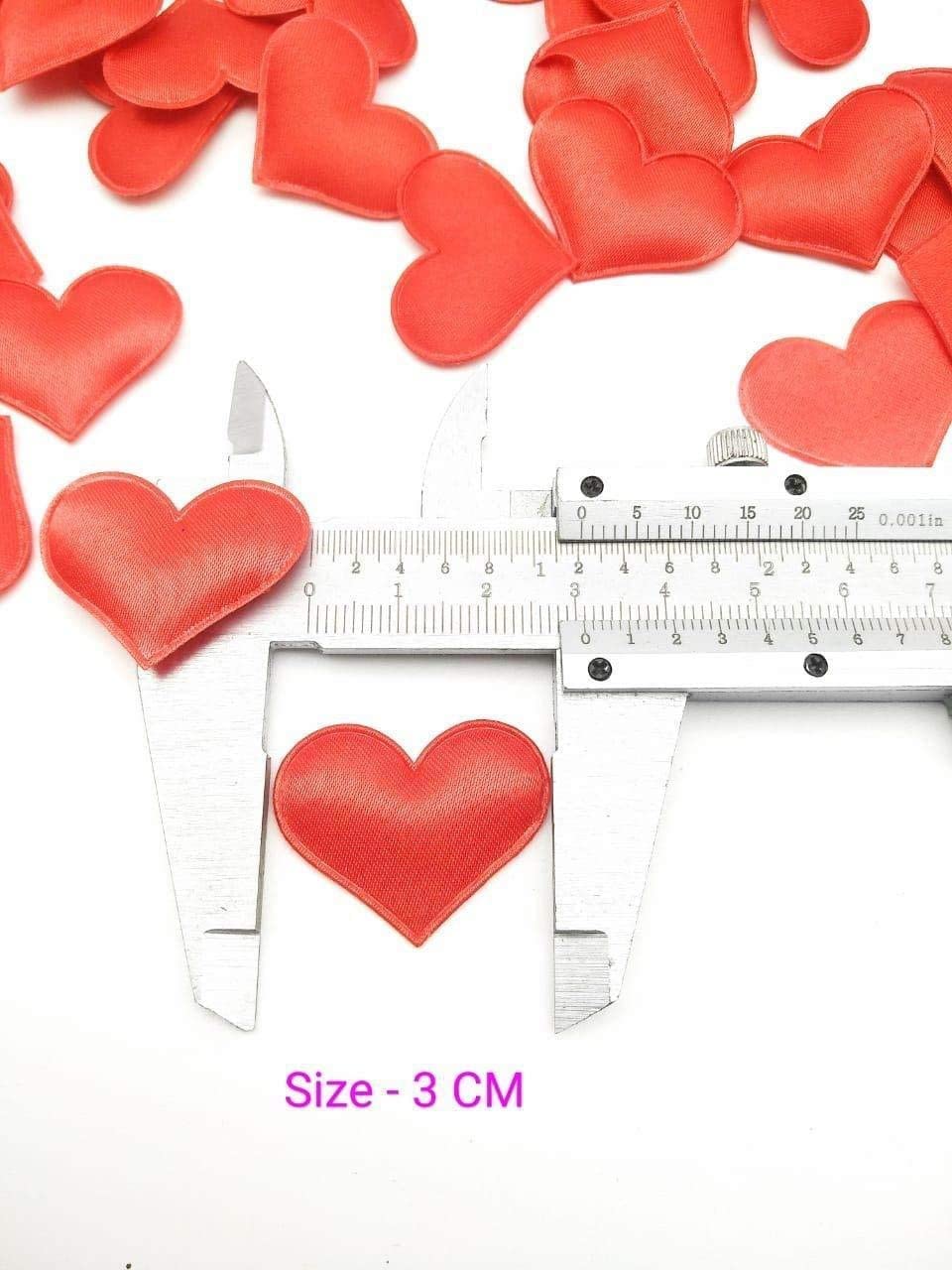 SATYAM KRAFT 50 Pcs Red Satin Heart Patch Perfect for Him Her Valentine's day wedding Birthday Annivesary Bridal shower Party Decor Romantic Art craft Clothing Table Decor (3 CM) 1