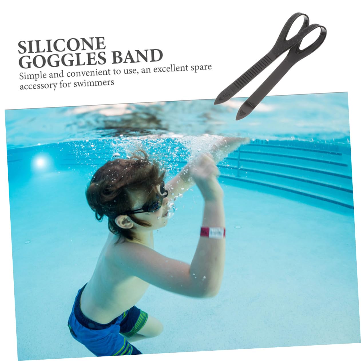 BRIGHTFUFU 4pcs Silicone Straps for Swim Goggle Bands -Falling Flexible Straps for Swimming Accessories for Pool and Water Sports