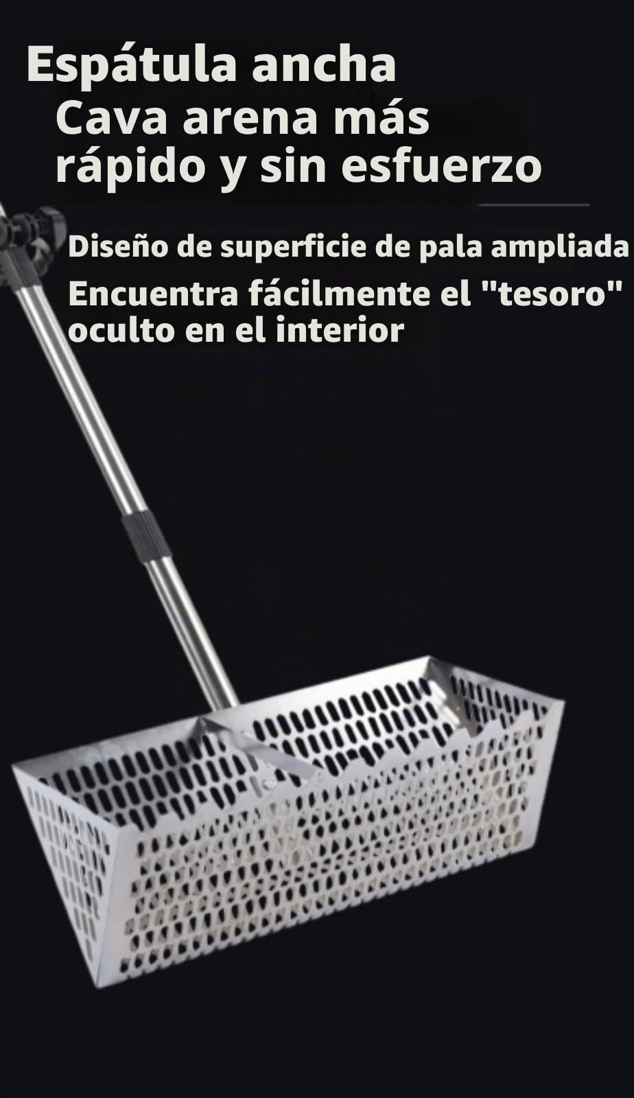 Rastrillo de Arena de Playa, rastrillo de Acero al Carbono para pulgas de Arena, colador de Arena con Cesta Trapezoidal Plegable para Conchas de mar, pulgas de Arena, cangrejos,el tamiz Viene con