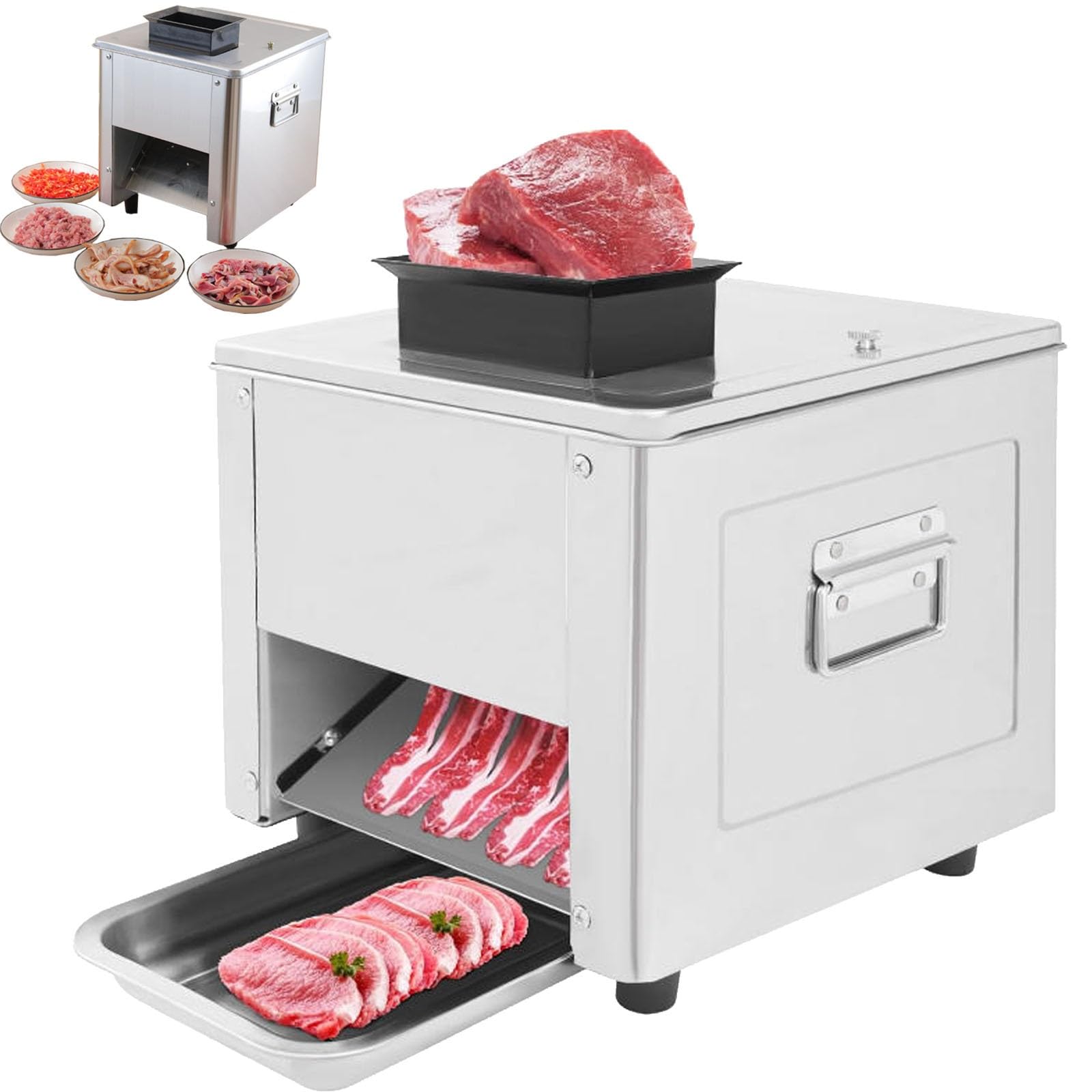 Cortadora Eléctrica De Carne, Ablandador Comercial Acero Inoxidable, 7 Mm Grosor, 330 Lb/h, Y Ralladora Para Filetes Ternera, Para Aplanar Pavo, Pollo Cerdo En La Cocina(7mm)