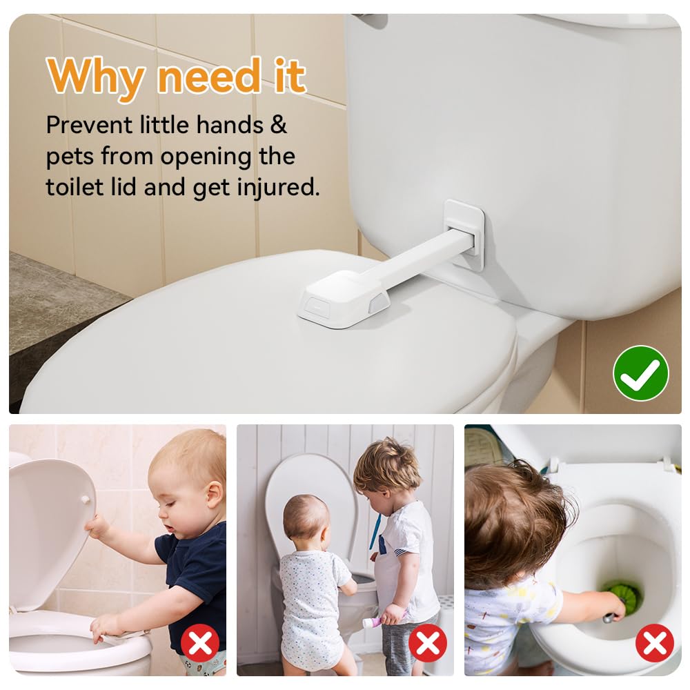 EUDEMON Lot de 1 verrou de sécurité pour siège de toilette pour bébé et enfant, facile à installer avec adhésif, pas besoin d'outils ou de perçage (blanc)