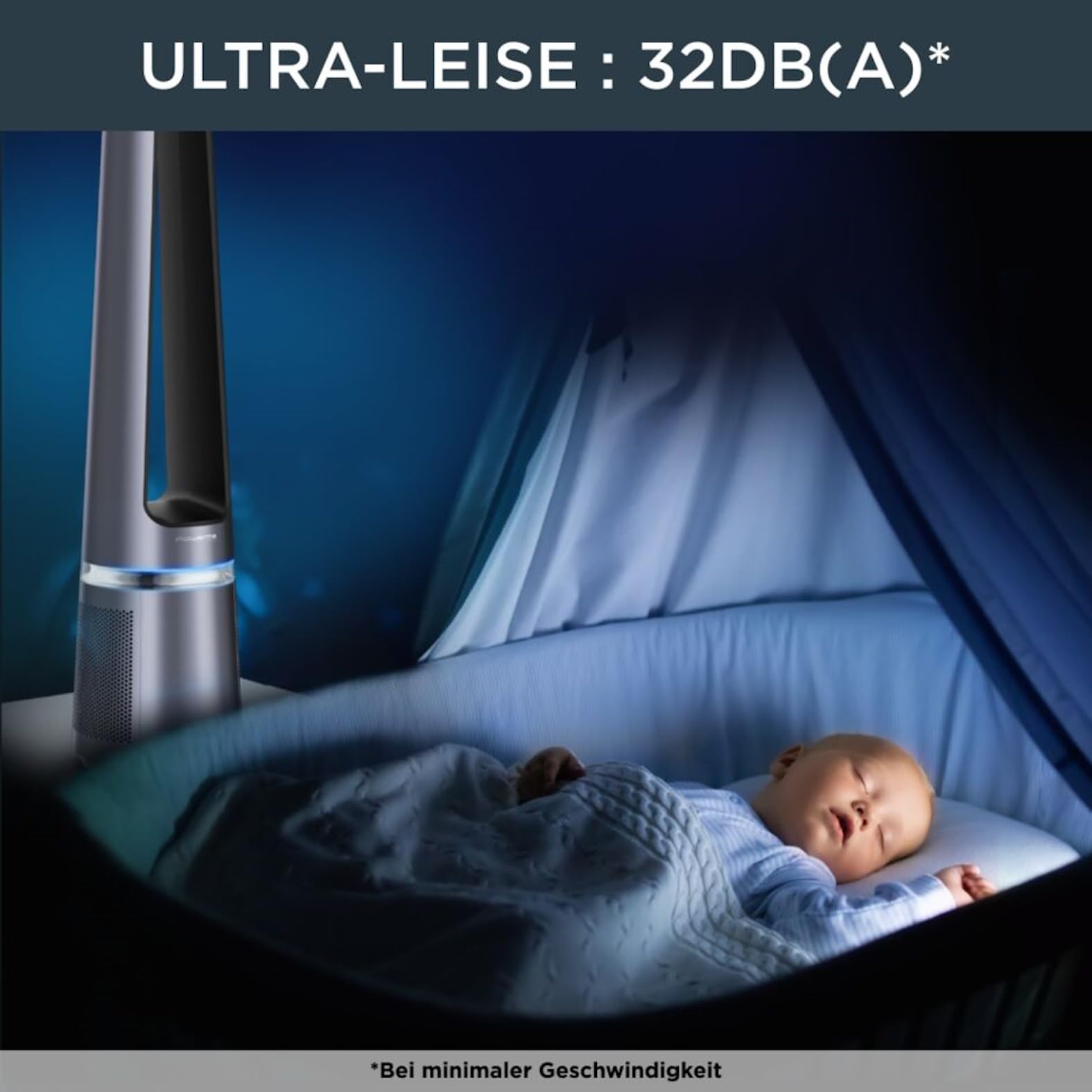 Rowenta Eclipse 2in1 Luftreinigungsventilator, Ventilator und Luftreiniger, bis zu 99,95% der Feinpartikel, Luftstrom bis 8m, Oszillation, 12 Geschwindigkeiten, Nacht-Modus, QU5030F0
